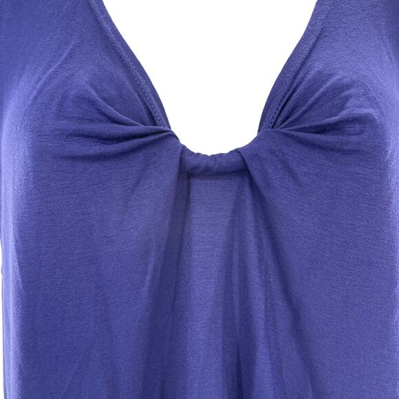 THEORY Lucella Purple Knotted V-Neckline Short Sleeve Top P - Picture 3 of 10
